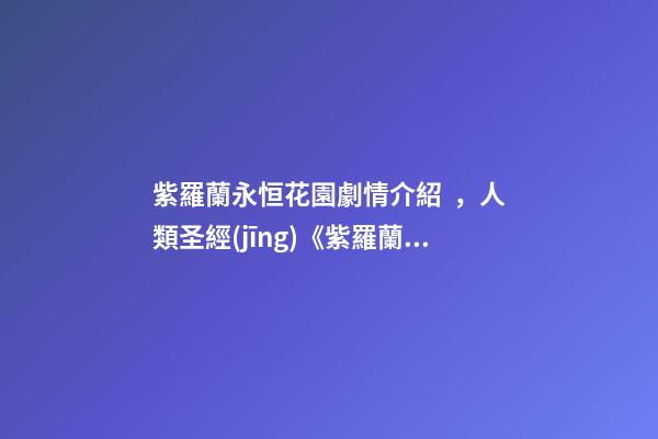紫羅蘭永恒花園劇情介紹，人類圣經(jīng)《紫羅蘭永恒花園》表現(xiàn)不盡人意